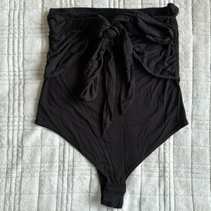 Tube top body suit with front bow tie